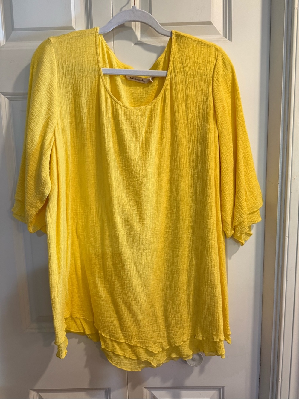 Soft Surroundings Yellow Textured Scoop-Neck Tunic